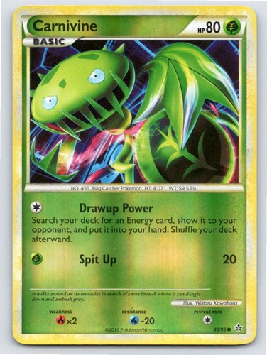 2010 POKEMON CARNIVINE HGSS UNLEASHED 46/95 REVERSE HOLO C LP A79721 FREE S&H