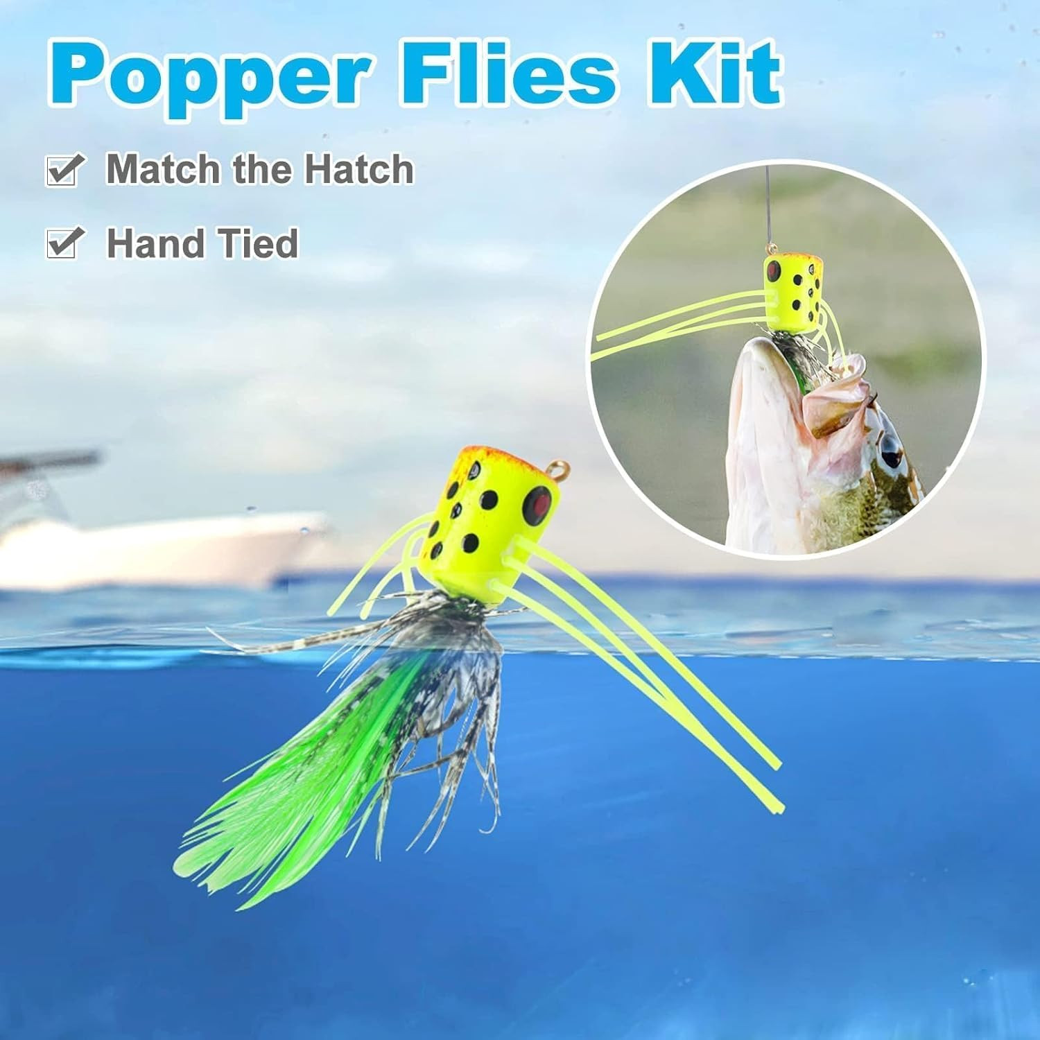 Fly Fishing Poppers Flies, Fly Popper Lures Bass Bluegill Crappie Trout Salmon P - Image 5
