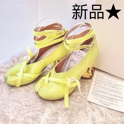 Maison Margiela Tabi Glitter Heel Pumps Yellow Women's Shoes Size 36 New JAPAN