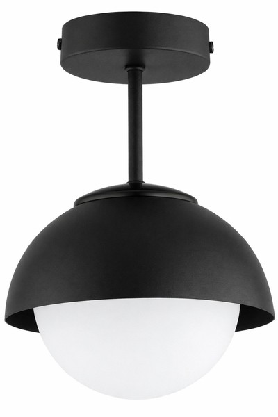 Deckenleuchte Wohnzimmer Glas Schwarz Metall E27 Ø18 Cm Deckenlampe Schlafzimmer-image
