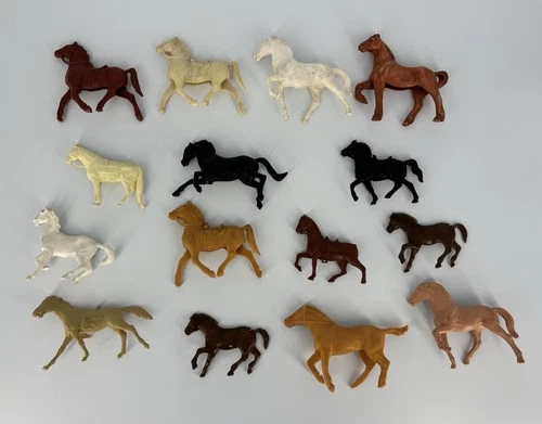 Large Vintage Lot of Multicolored Western Playset Horses Marx MPC