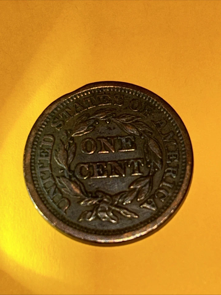 1846 Braided Hair Large Cent. Small Date Near AU - Image 3 of 4