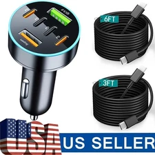 120W USB-C Fast Car Charger Adapter Cable For Samsung S25 S24 S23 S22 S21 ZFold7
