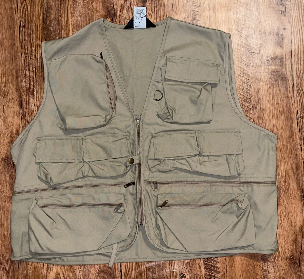 VTG Woolrich Fishing Utility Vest Khaki Tan Men's Sz Large Tactical A7