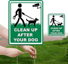 2 Pack Yard Signs of No Pooping Dog, 13" 10" 13 x 10 inch, Green and White