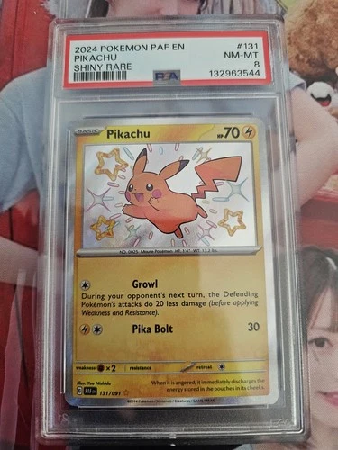 2024 POKEMON PAF EN-PALDEAN FATES #131 PIKACHU SHINY RARE PSA 8