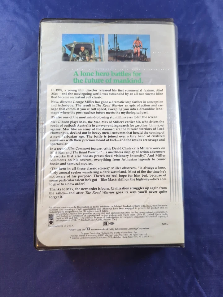 The Road Warrior Clamshell 1983 VHS Mad Max Warner Clamshell Post Apocalyptic Foto 4 de 4