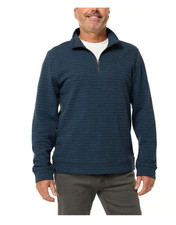 Dockers Men's Quarter Zip Regular Fit Textured Fabric Pullover Blue Size L