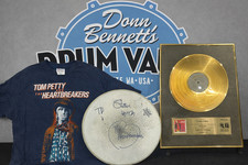 Tom Petty Damn the Torpedoes Gold Record Award and Signed Stan Lynch Drumhead