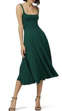 Reformation Rou Knit Midi Dress Fit & Flare Emerald Green XS Excellent Condition