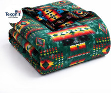 Aztec Blanket Fleece, Reversible Native American Blanket, Western Throw, Native
