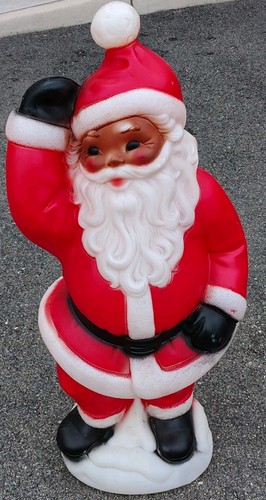 Vtg Waving Santa Blow Mold General Foam Christmas 40” Tall Black Works See Pics
