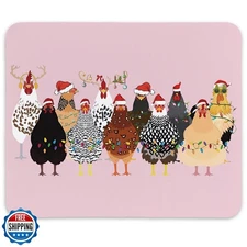 KDHTY Merry Christmas Desk Decor for Office,Pink Chicken Farmhouse Christmas 