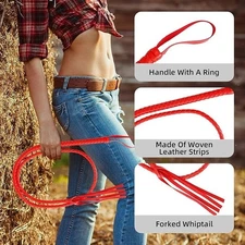 Indiana Jones Whip 6.5ft PU Leather Bull Whip Catwoman Cosplay Costume Prop