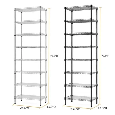 MZG 8 Tier Metal Wire Shelf Shelvings Shelves Units Kitchen Pantry 79.5"H Heavy Duty