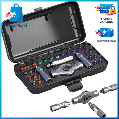 Ratschenschraubendreher Set 24-in-1 Magnetisch S2-Bits T-Ratschengriff Werkzeug