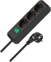 Brennenstuhl Eco-Line Steckdosenleiste 3-Fach Mit Schalter 1,5M Kabel Schwarz
