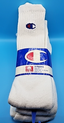 #ad Champion 3 Pair Vintage 90s Cotton White Tube Socks Size 10 13 New Deadstock $39.95