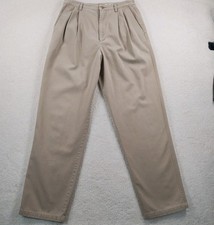Vtg Eddie Bauer Chino Pants Women's 10 Beige Pleated High Rise Classic Fit 28x29