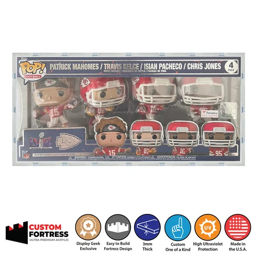 Custom Acrylic Hard Case for Funko Pop 4 Pack Kansas City 2024 Super Bowl Box