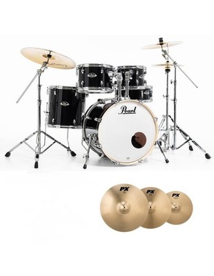 Pearl EXX705NNBR/C31 Export Jet Black mit Sabian Teller