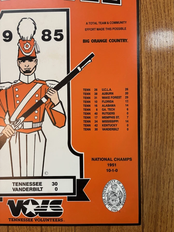 Vintage 1985 Tennessee Volunteers Football SEC Champions Poster 🍊💥 Awesome! - Image 4 of 4