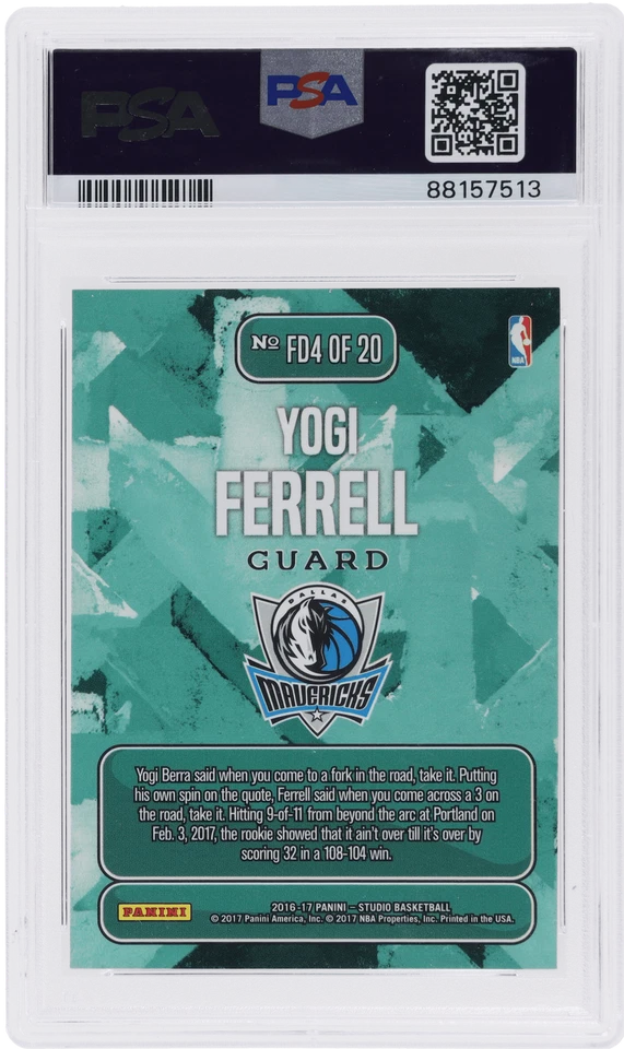 2016 Panini Studio Yogi Ferrell From Downtown #FD4 PSA 10 Rookie RC - Image 2 of 2