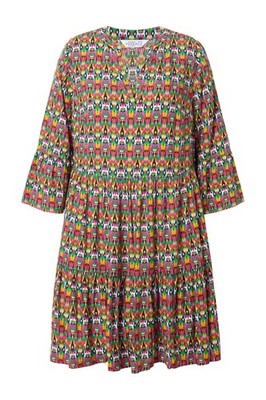 Studio Untold Damen große Größen Kleid Alloverprint 3 4 Ärmel Volants 839944