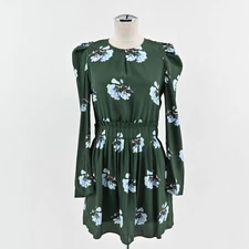 MAJE Womens Ikoise Romper Size 38 Green Floral Long Sleeve Playsuit Pleated Boho