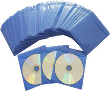 100 Pack CD DVD Sleeves Thick Non-Woven Double-Sided Storage Refill Blue