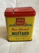 Vintage Ann Page Mustard Tin A&P 1.5 oz Spice Red Lid Kitchen Advertising