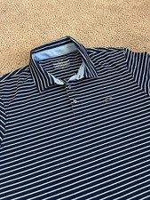 Vineyard Vines Performance Golf Polo Shirt Blue Striped Short Sleeve Sz M 80 
