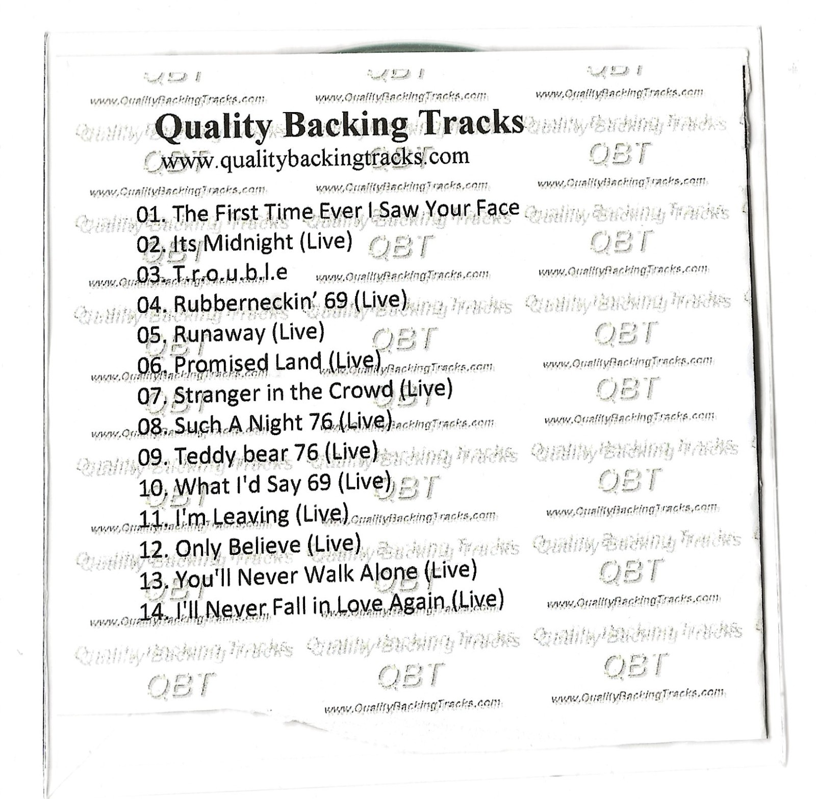 Elvis Backing Tracks  Elvis  mix of live 70's  QBT tracks