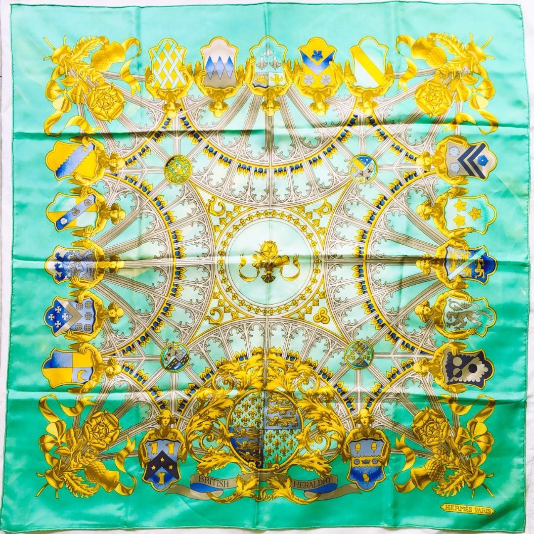 Hermes Carre 90 British Emblem Silk Scarf Imported from Japan