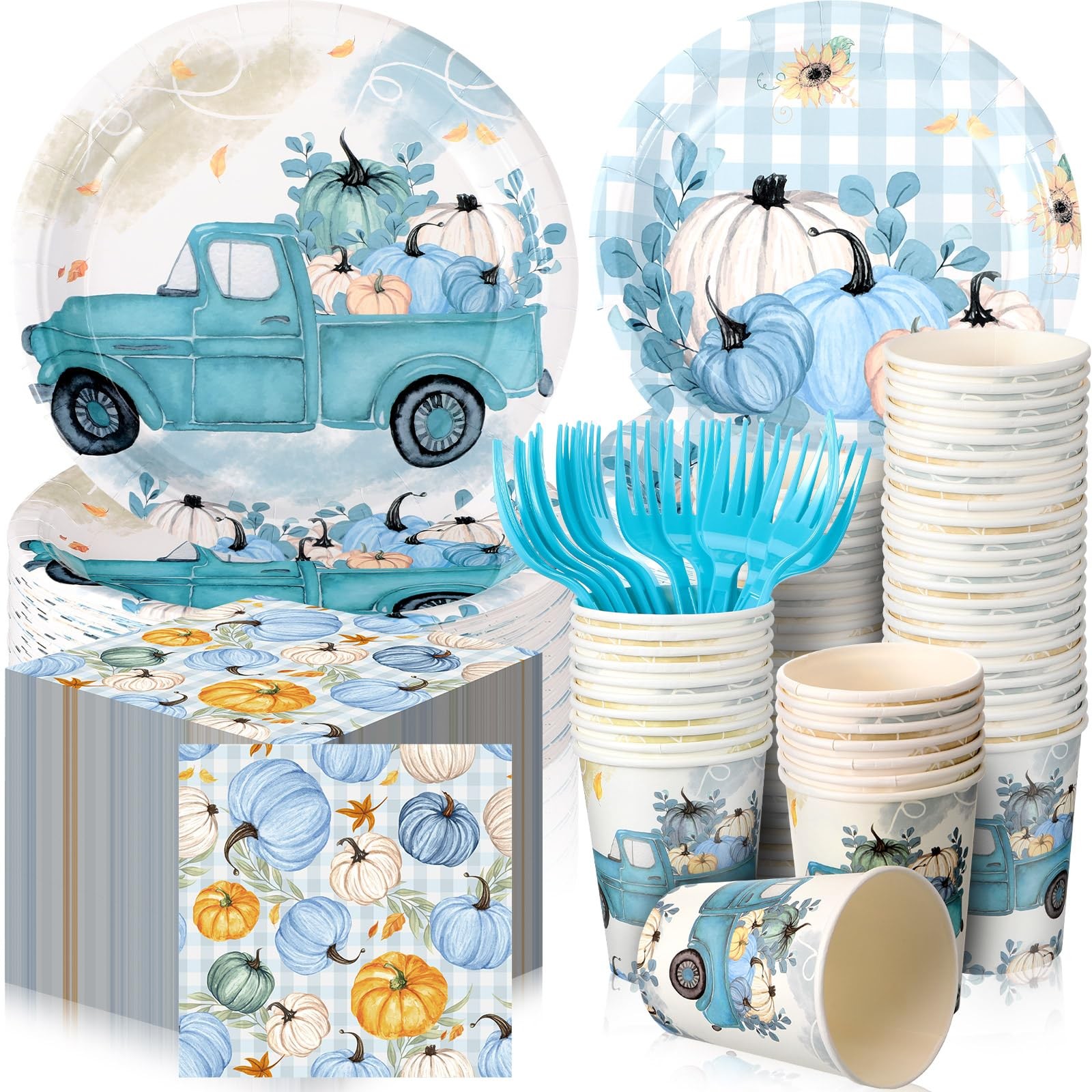 180 Pcs Thanksgiving Disposable Dinnerware Set, Include Pape