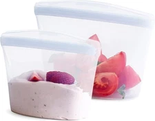 Stasher Premium Silicone Reusable Food Storage Bags, 2-Pack, Clear, Multi-Use Fo