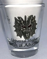 Universal Studios Islands ofAdventure Shot Glass Dueling Dragon Pewter Ruby Eyes