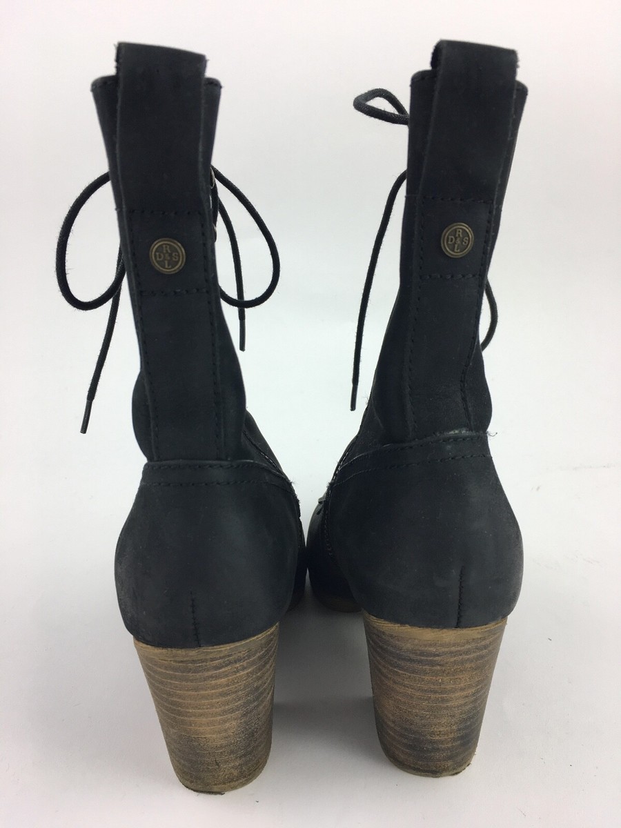 Ralph Lauren Denim & Supply Black Lace Up Boots Booties 
