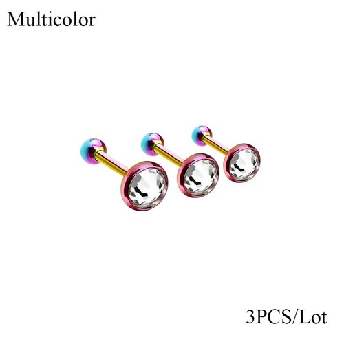 3X Ohrstecker Aus Chirurgenstahl Mit Edelsteinstab Für Tragus-Helix- ① ☇ ❃ - Bild 9 von 22