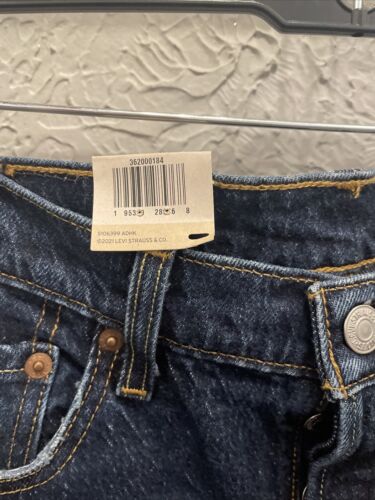 Pantalones de mezclilla Levis para mujer originales 501 recortados botones tiro alto recto 29X26 azul - Imagen 5 de 7
