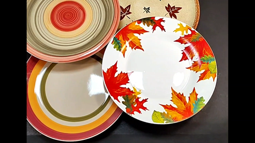 4 Mismatched Dinner Plates Brown Orange Mix Match Rustic Farmhouse Cabin - Video 1 of 1