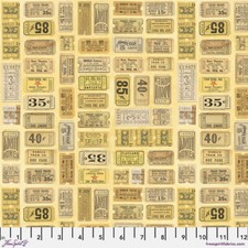 Tim Holtz Palette Palette Yellow Tickets Vintage Sold by The 1/2 Yard