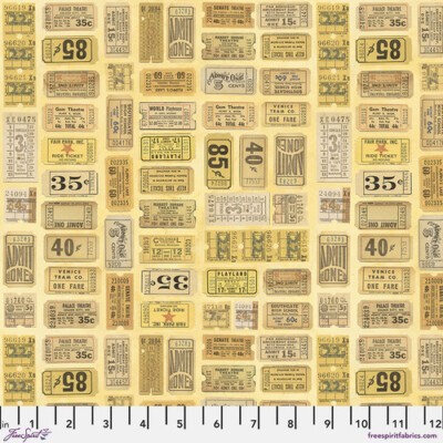 Tim Holtz Palette | Palette Yellow Tickets | Vintage | Sold by The 1/2 Yard
