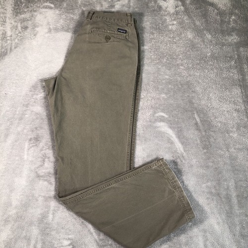 Patagonia Duck Pants Mens 34 Green Canvas Flat Front Straight Leg Outdoor Hike - Picture 14 of 15