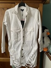 pretty little thing Ripped Distressed Shirt Dress/Jacket Size 10