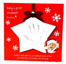 Brand New - Tiny Ideas Baby's Print Ornament Christmas Hand Star Shaped White