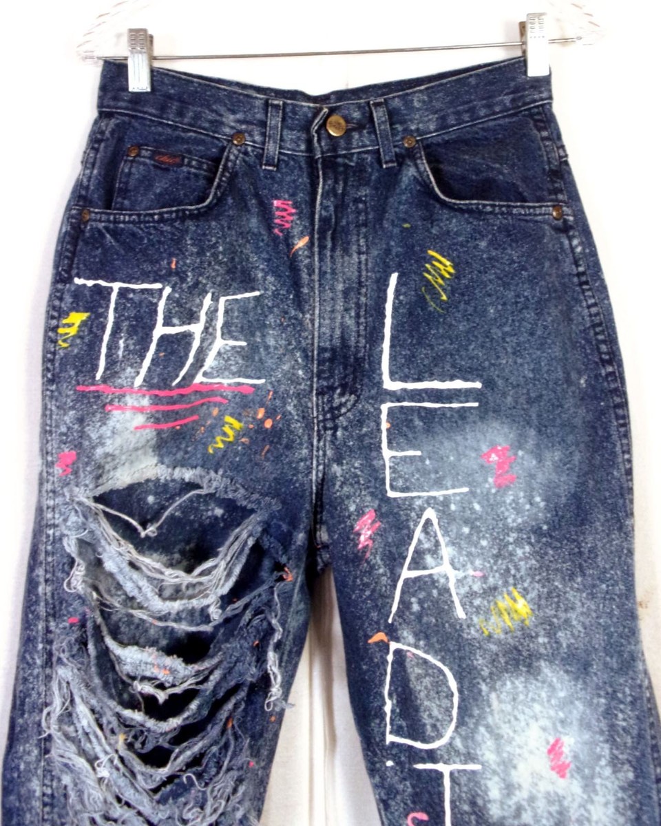 vtg 80s Chic women's High Waist HEAVILY Distressed Destroyed