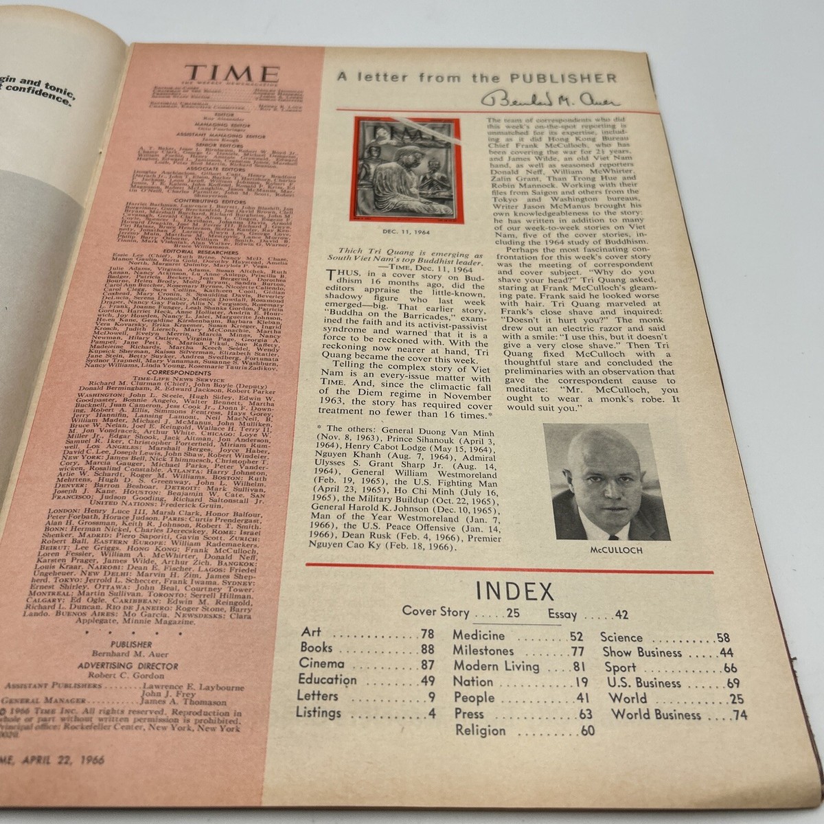 Time Magazine April 22, 1966 Thich Tri Quang | eBay