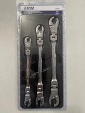 TEQ 89098 3-PC SAE RATCHETING FLEX FLARE NUT WRENCH SET