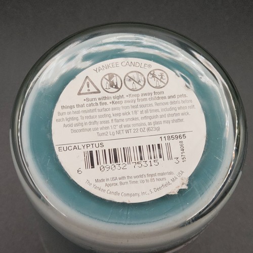 Yankee Candle Eucalyptus Vaso Grande 2 Mechas USADO 78% Izquierdo - Imagen 3 de 7